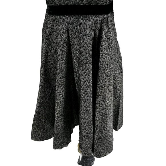 Vintage 50s Pinup Metallic Fit & Flare Dress Size S? Silver Black Party A-line - Picture 10 of 11